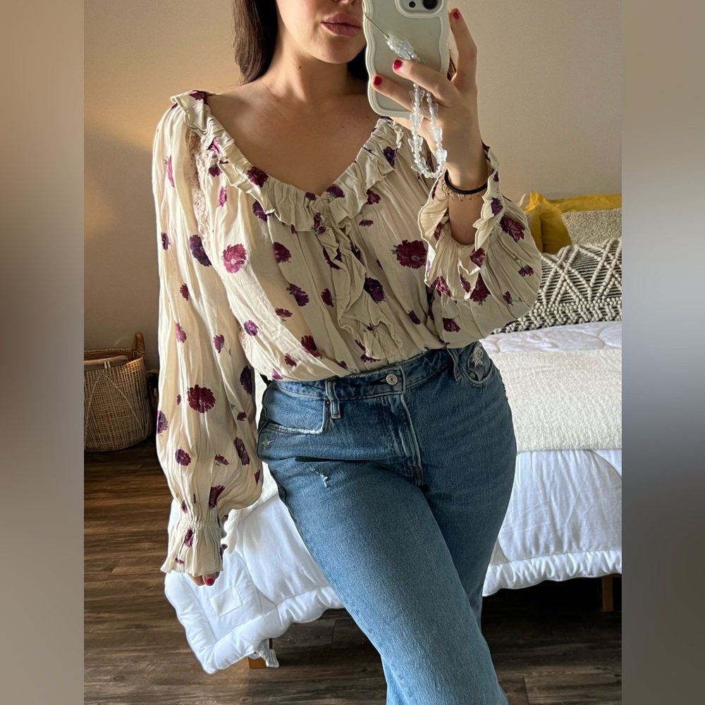 NWT Free People Floral Bodysuit